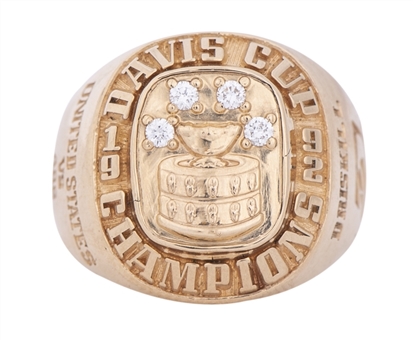 1992 USA Davis Cup Championship Ring, 14K, Diamonds, Presented to Chairman Bo Driskill 